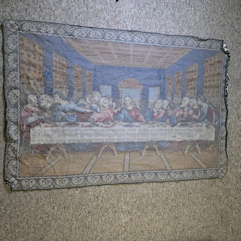 The Last Supper Vintage 60s Wall Hanging TAPESTRY Rug 47